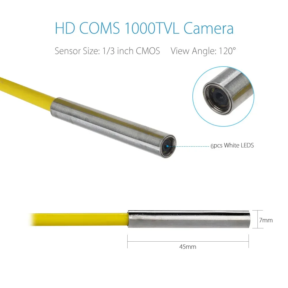 9inch DVR 60M WIFI Drain Sewer Pipeline Industrial Endoscope Pipe Inspection Video Camera WP90C 6.5mm 60M cable yellow