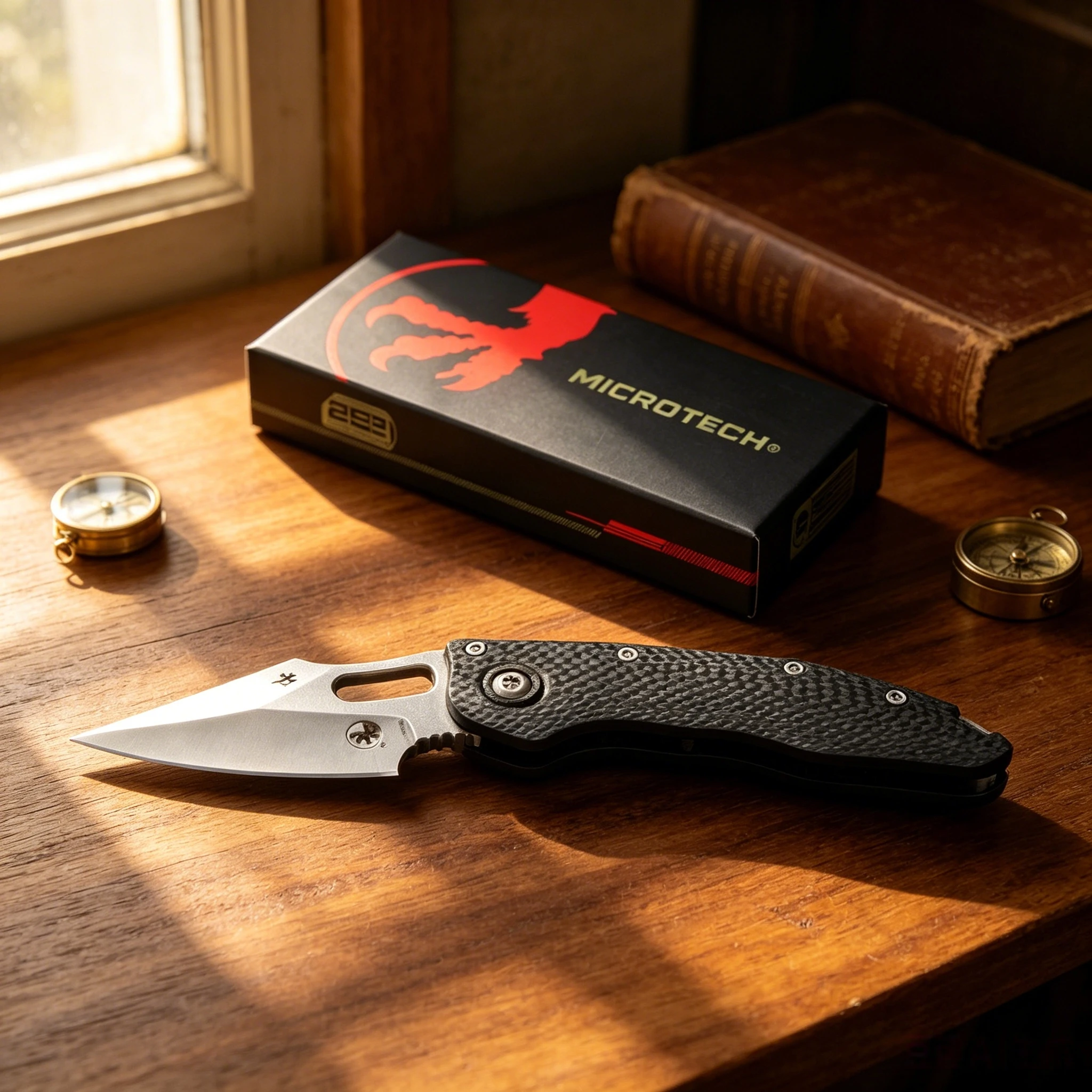 Sticky Carbon Fiber Folding Knife M390MK Steel Exquisite EDC Collection Compact Multi-Functional Pocket Knife