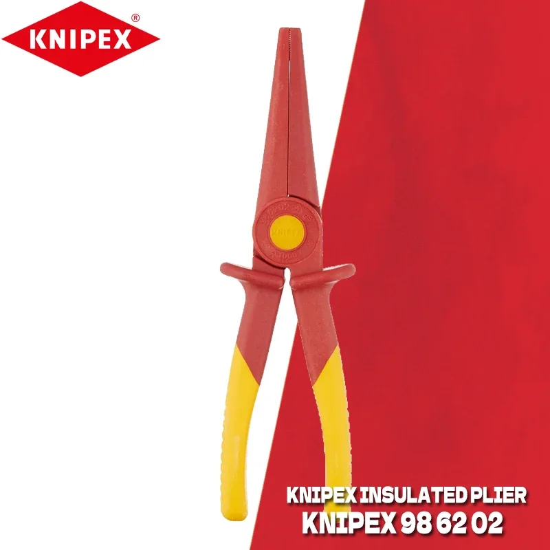 KNIPEX 98 62 02 Flat Nose Pliers 1000V Insulated Snipe Long Nose Plier for Electrician Insulating Plastic Pliers 98 62 01