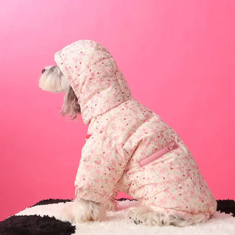 Pet Dog Down Jacket Winter Hooded Jacket New Pet Two-legged Suit Jacket Warm Dog Down Jacket Puppy Schnauzer Bichon Dog Clothes