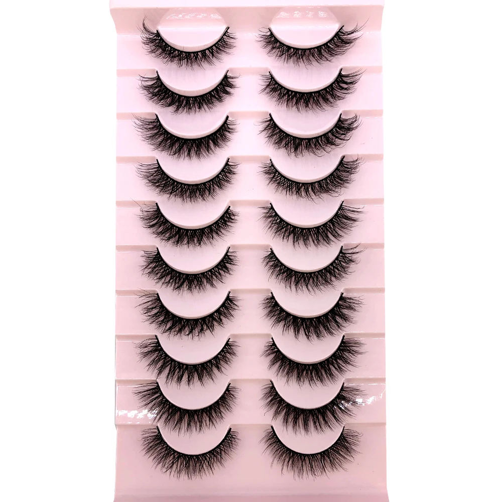 Neue 10 Pairs 3D Faux Nerz Haar Falsche Wimpern Natürliche Chaotisch Wimpern Kreuzmuster Wispy Flauschigen Wimpern Verlängerung Augen Make-Up