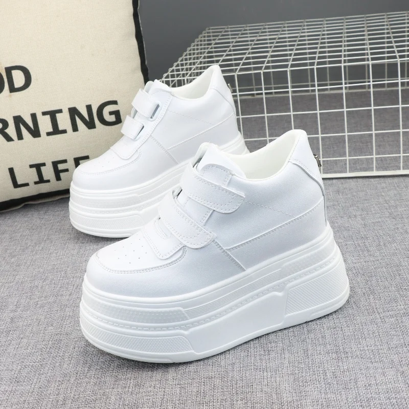 

Women's 12CM Thick Platform Sneakers Spring 2026 New Arrival Height Boosting White Casual Shoes for Petite Girls 10CM