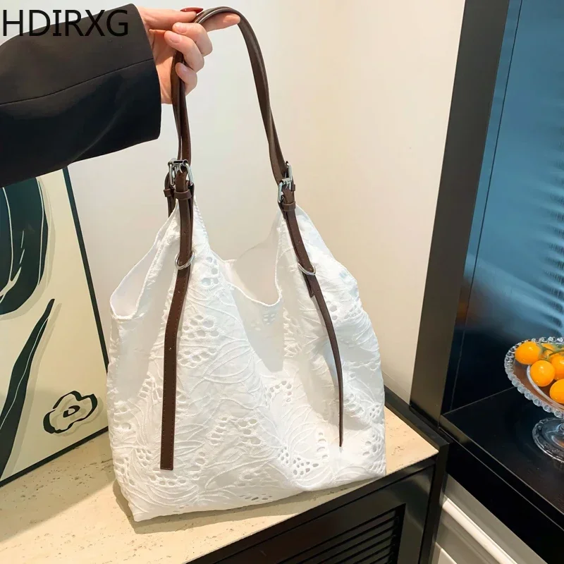 Terylene Material 2024 New Designer Tote Bag Solid Color High Beauty Fashion Handbag Soft Versatile Commuter Shoulder Bag