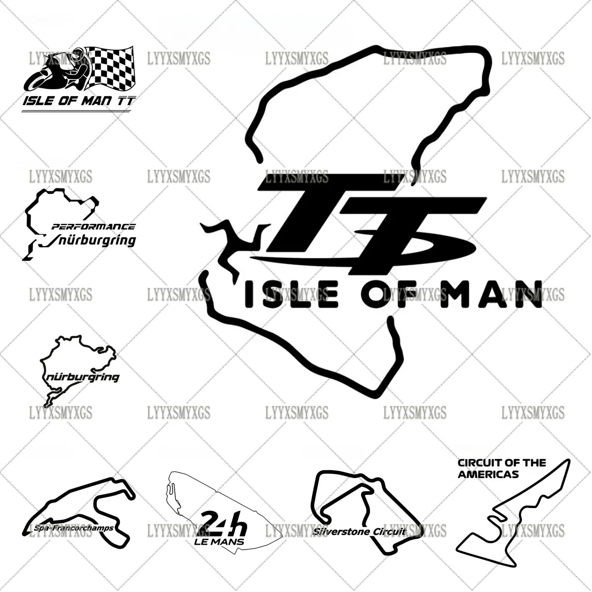 

Self-Adhesive Custom Isle Of Man TT Map Racing Car Stickers Waterproof Sunscreen Vinyl Decal PVC Wholesale Car Decoration