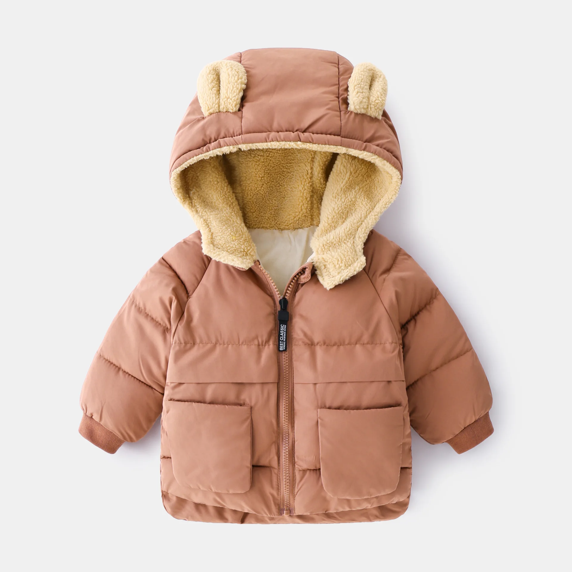 2024 Korean Autumn Winter Children Boy Parkas Cartoon Bear Ears Little Girl Jacket Coat 1-6 Years Kids Boy Outerwear Outfit