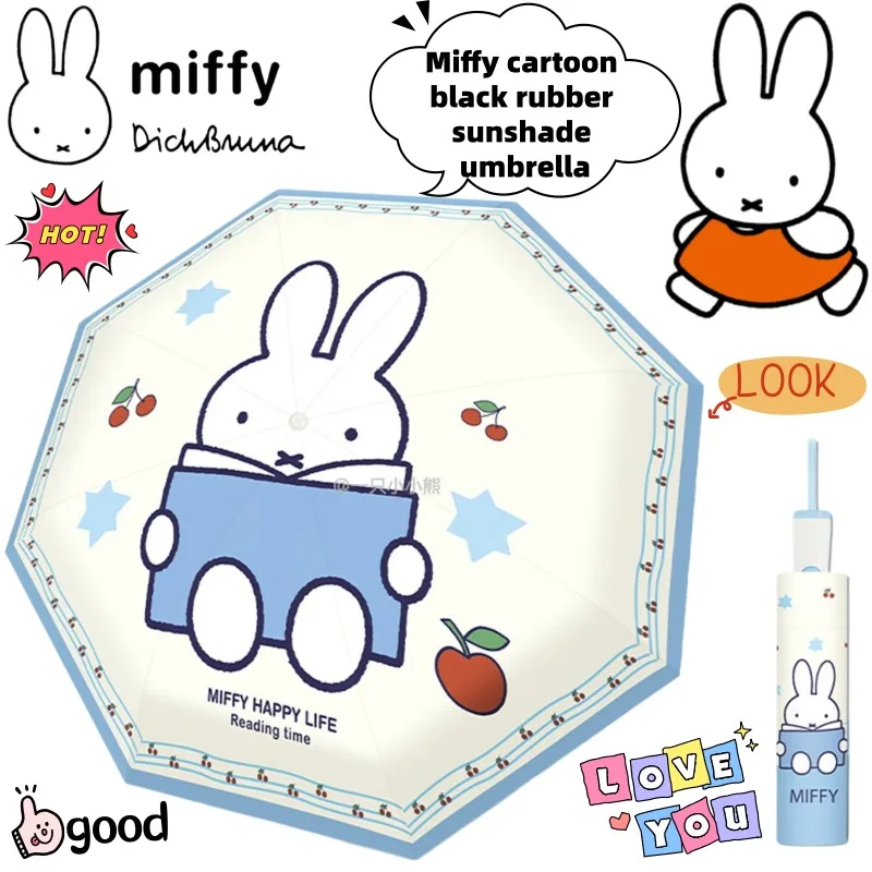 

Miffy Cartoon Creative Cute Black Glue Sunshade Umbrella Secondary Animation Peripheral Kawaii Automatic Umbrella Holiday Gift