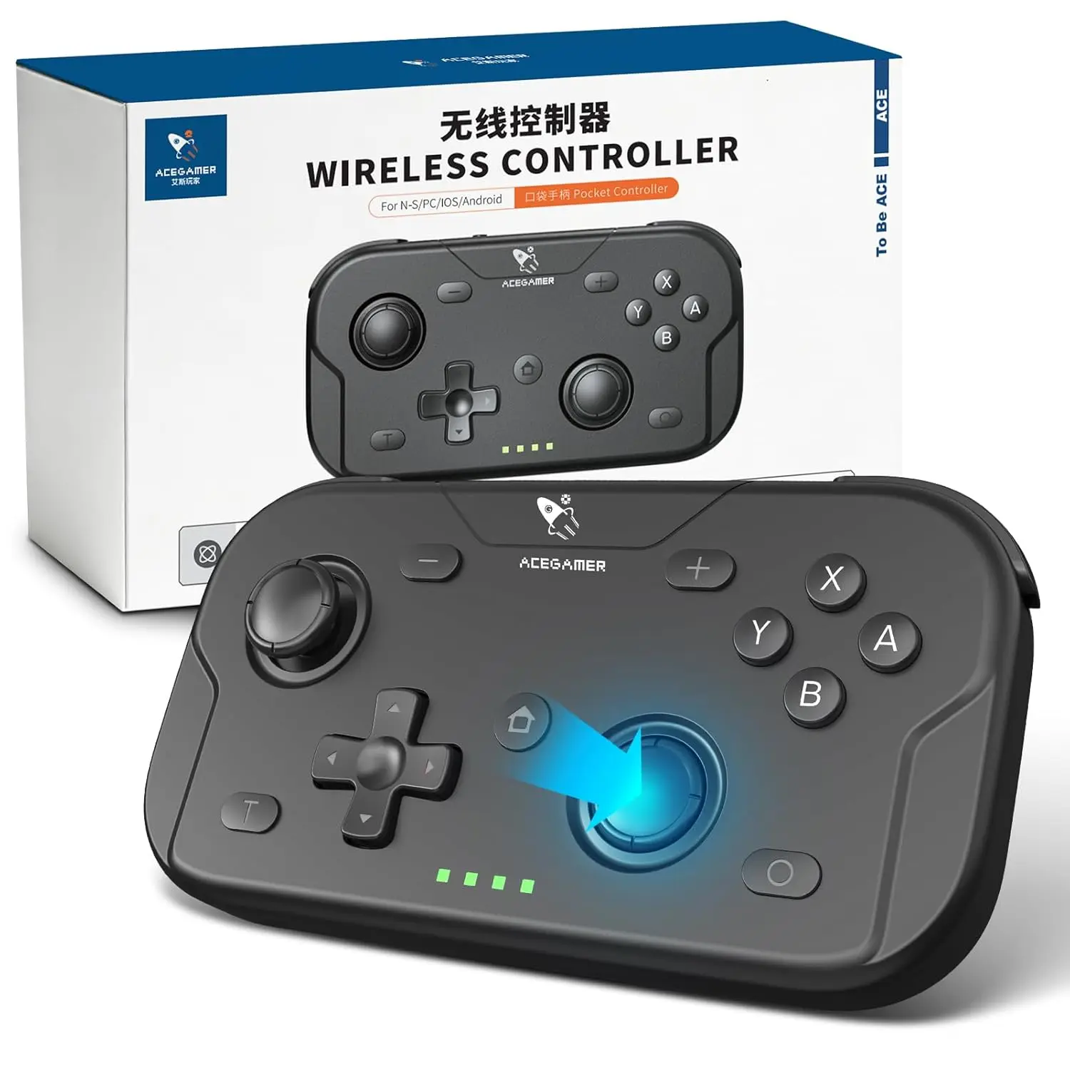 

Portable Mini Controller for Nintendo Switch 2, Joystick Lift and Down Design, Wireless Bluetooth & Wired Gamepad with Turbo