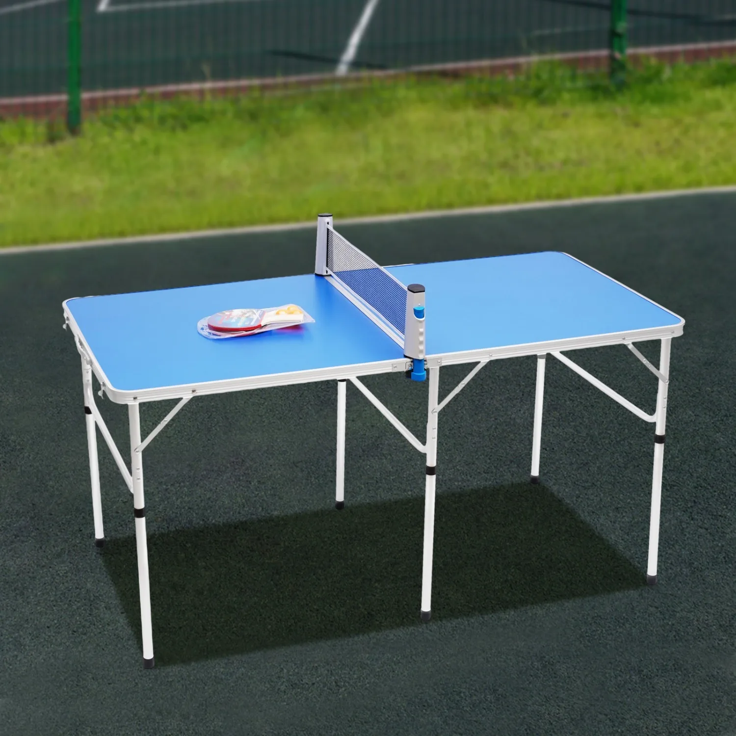 Foldable Ping Pong Table with Net, Portable Table Tennis Paddles and 4 Balls for Indoor Outdoor, Family Holiday Sports