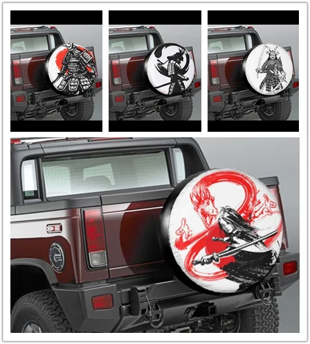 Japanese Samurai Spare Tire Cover for Jeep Mitsubishi Pajero Custom Dustproof Car Wheel Cover Taoist Tire Protection Bag