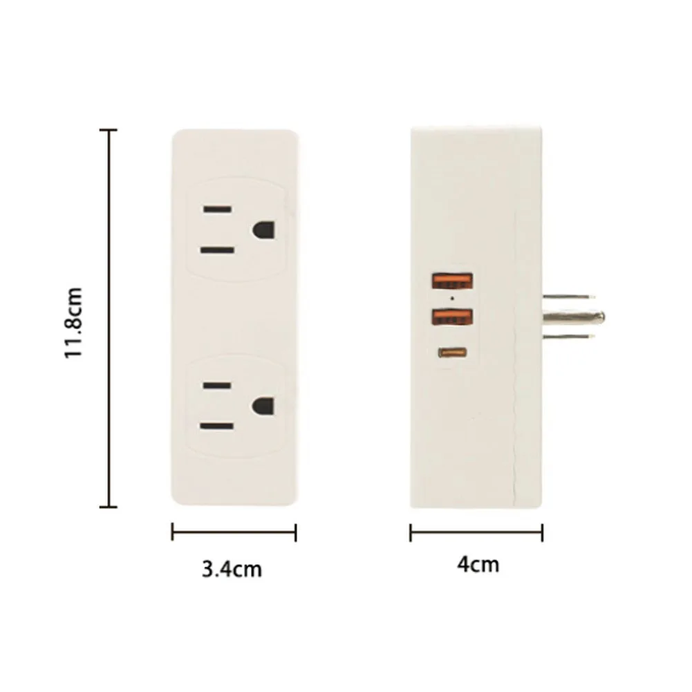Wall Socket with 4 AC Outlets 2 USB-A Ports and 1 USB-C Port Surge Protection for Simultaneous Charging of Multiple Devices
