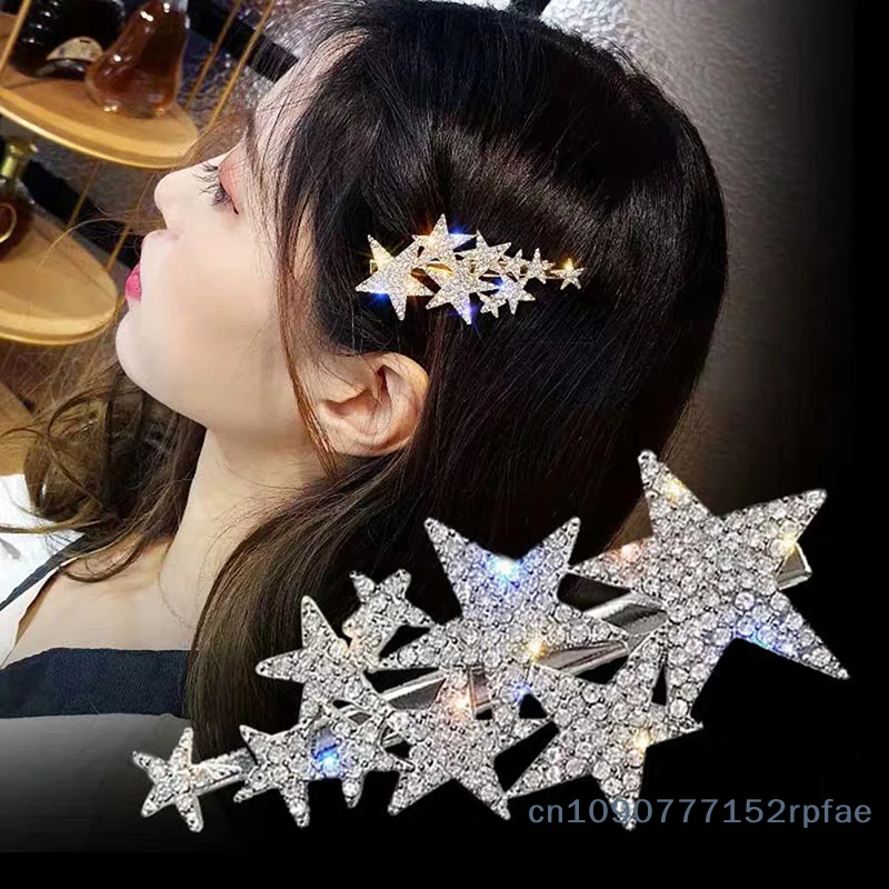 {NN72} Strass-Pentagramm-Haarspangen für Damen, Styling-Haarspangen, glitzernde, glänzende Haarnadeln