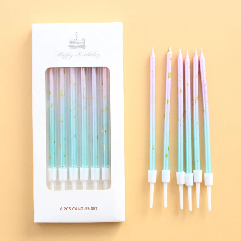 6Pcs Long Funny Birthday Candles For Cake Sticks Wedding Pastel Colored Lamps Candles And Stands Decoration Wedding Candles
