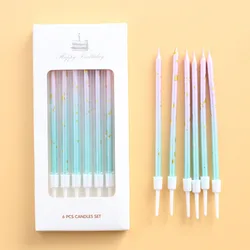 6Pcs Long Funny Birthday Candles For Cake Sticks Wedding Pastel Colored Lamps Candles And Stands Decoration Wedding Candles