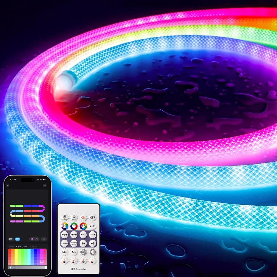 

USB 5V RGB IC LED Strip Light 360 Round Reticulate Pattern Led Neon Lights Remote Control Dimmable RGB Tape For Home Decoration