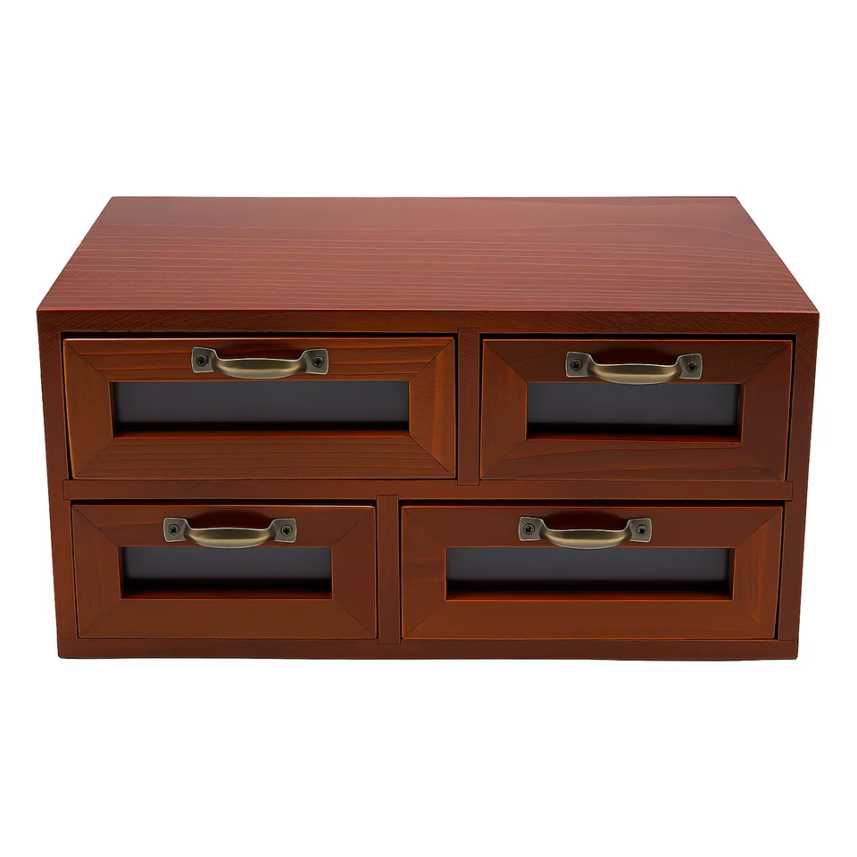 Retro Wooden Desk Organizer With Four Drawers