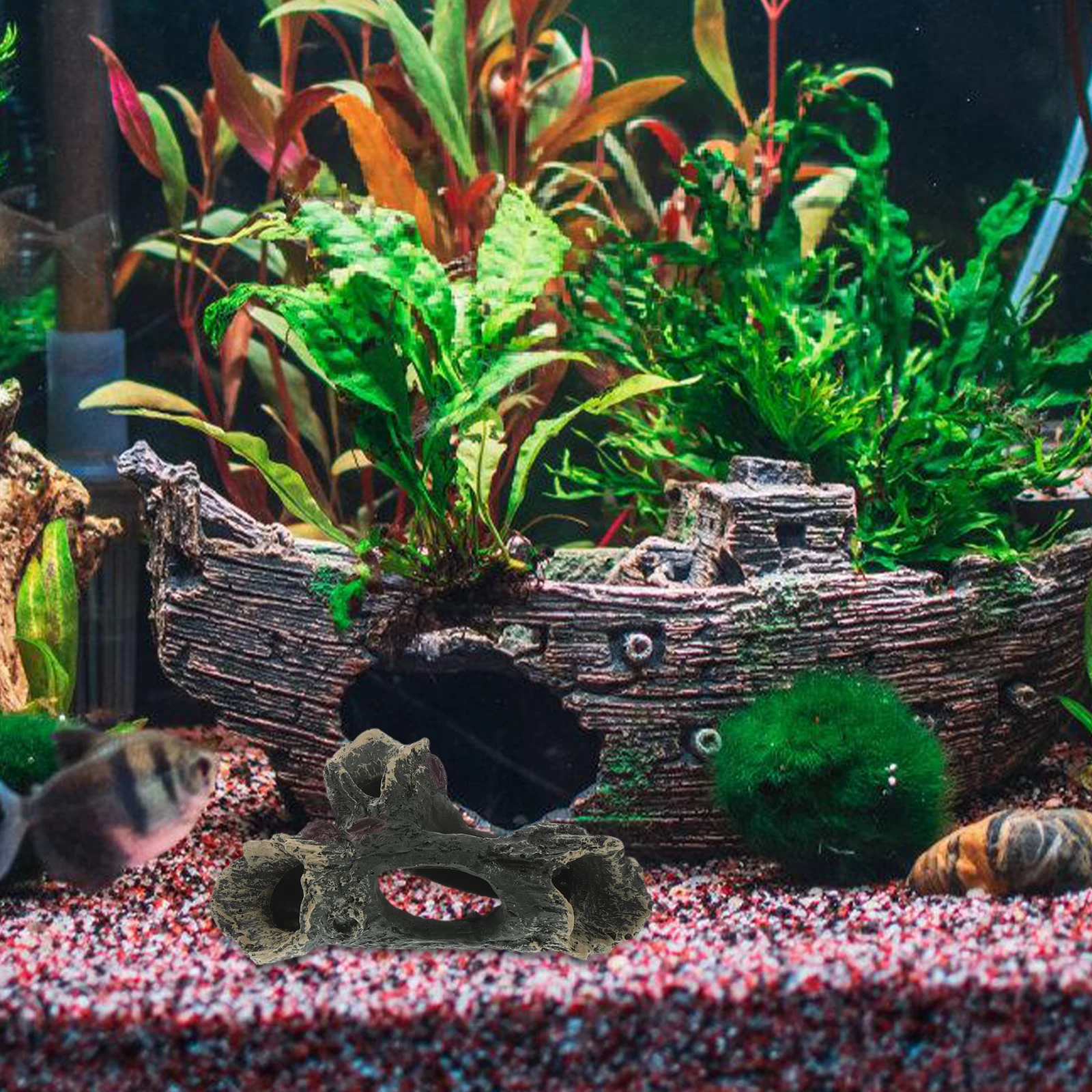 

2 Pcs Resin Sunken Wood Fish Tank Decorations Aquarium Hollow Tree Trunk Cave Sculptures for Driftwood Craft Decorative