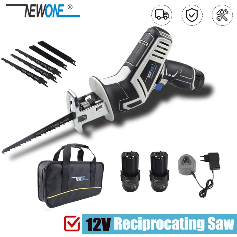 

NEWONE 12V 2.0Ah Reciprocating Cordless Saw Compatible With 12V Bosch Tools Stepless Speed 14.5mm Stroke Self Locking Collet