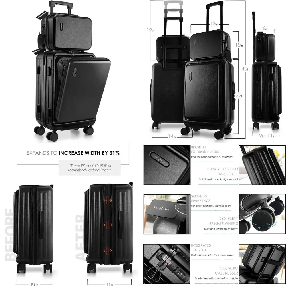 

Одобренный 22-дюймовый чемодан для ручной клади с колесами, жесткий чемодан, прочный компактный дорожный чемодан