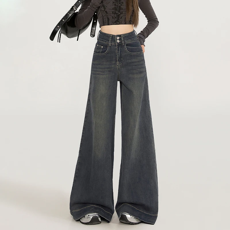 

Wide Leg Jeans For Women In Spring And Autumn New High Waisted Loose Floor Jeans