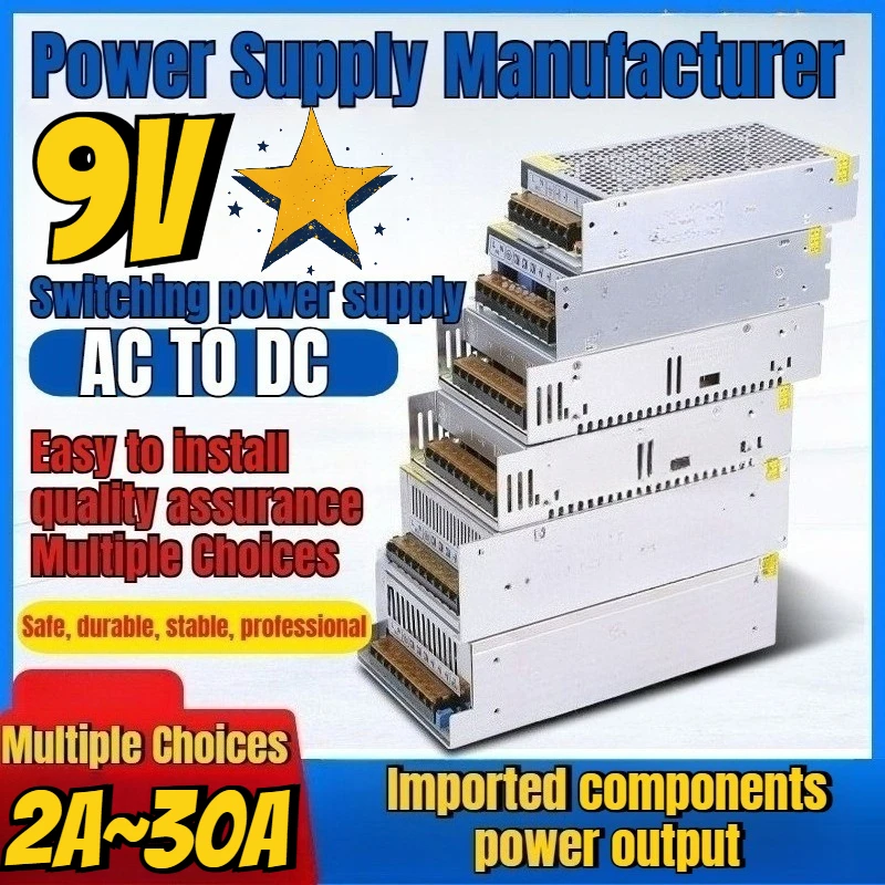 

220V To 9V DC Switching Power Supply, 2/5/10/20/30A Power Supply for Lighting, Adaptable Transformer