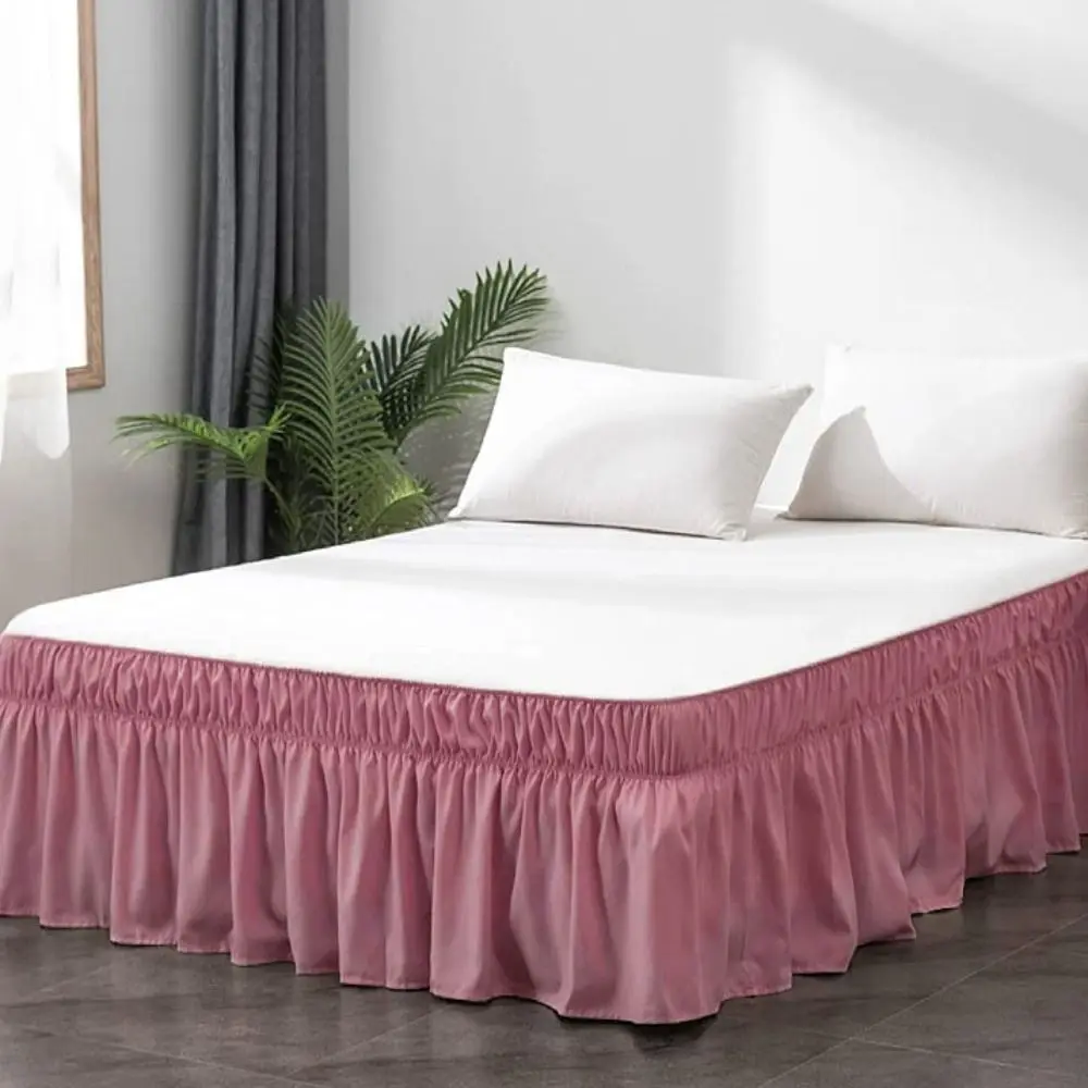 Bed Accessory Wrap Around Style Bed Skirt Ruffles Fade Resistant Bed Dust Cover Washable Solid Color Bed Protector Hotel