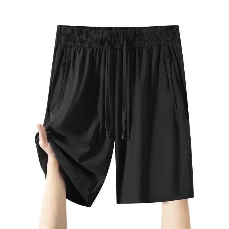 أزياء الربيع الصيف الرباط الرياضة تشغيل السراويل بسيطة بلون تصميم التجفيف السريع تنفس الجليد النسيج الرجال قصيرة 2PCS