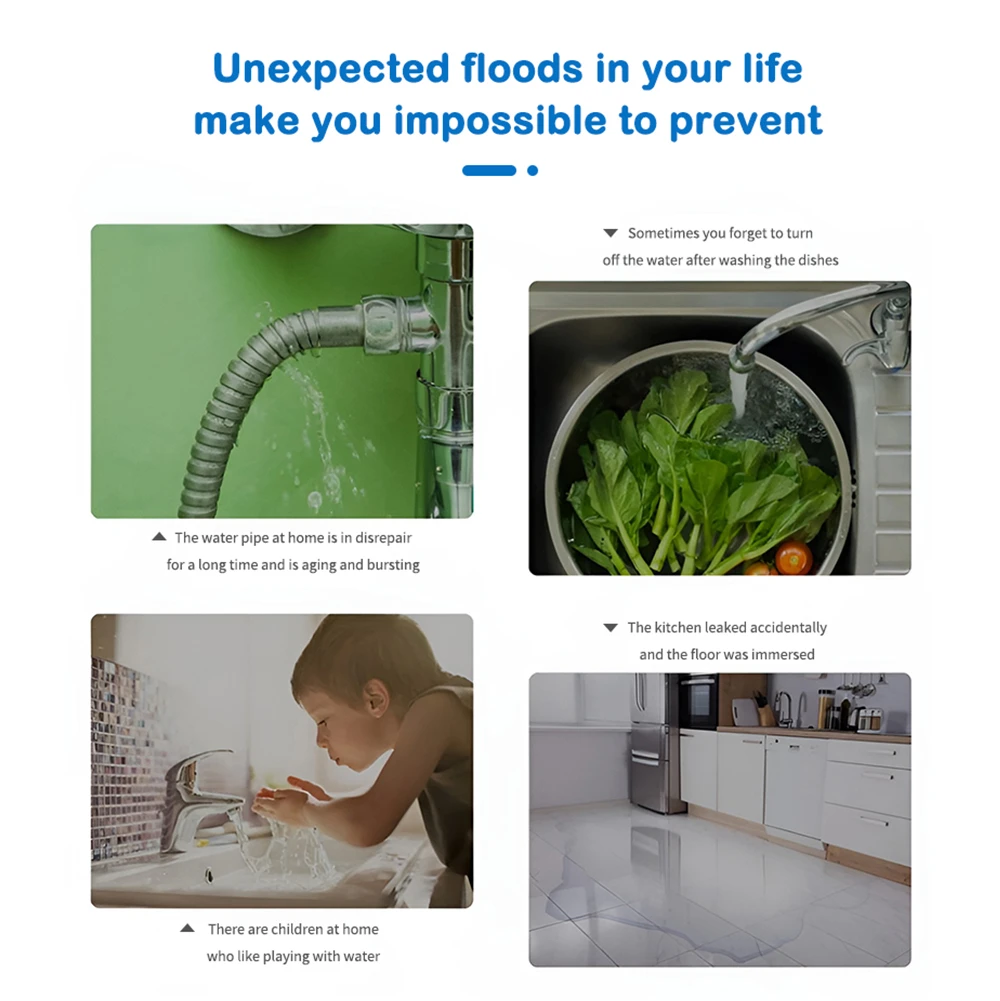 ZigBee TUYA Water Leak Detector Flood Sensor Water Tank Full Water Linkage Alarm APP Remote Monitoring Via Tuya Zigbee Gateway