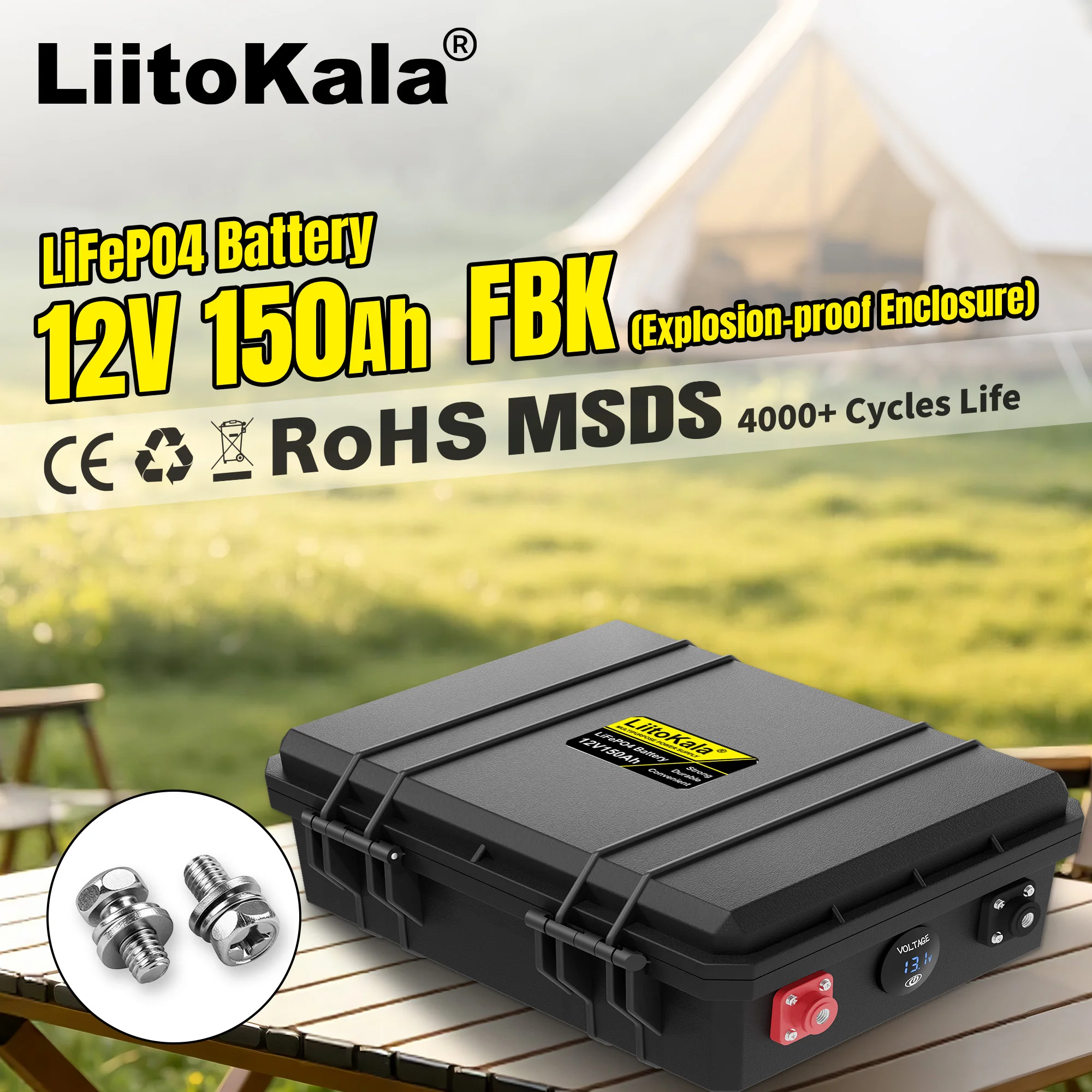LiitoKala 12V 100Ah 150Ah LiFePO4 Lithium-Eisenphosphat-Batterie, Tiefentladezustand, 4S, 100A BMS, 4000 Zyklen, 10 Jahre Lebensdauer, für Solaranlagen, Wohnmobile, Boote, Camping, netzunabhängige