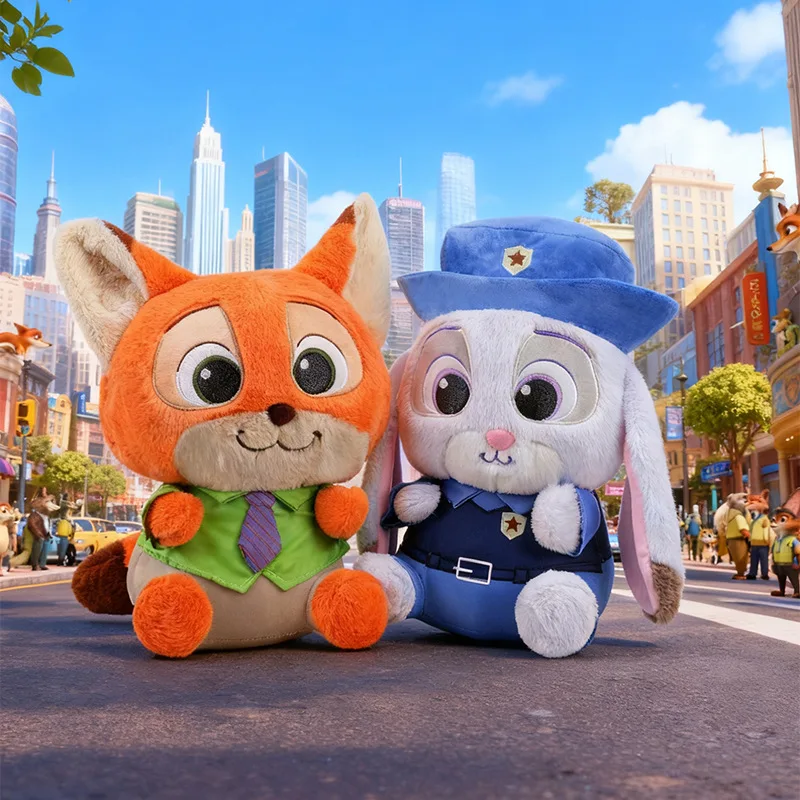 Anime Zootopia Nick y Judy 28CM muñeco de peluche juguete periféricos decoración portátil suave sofá muebles muñeca almohada regalos de vacaciones