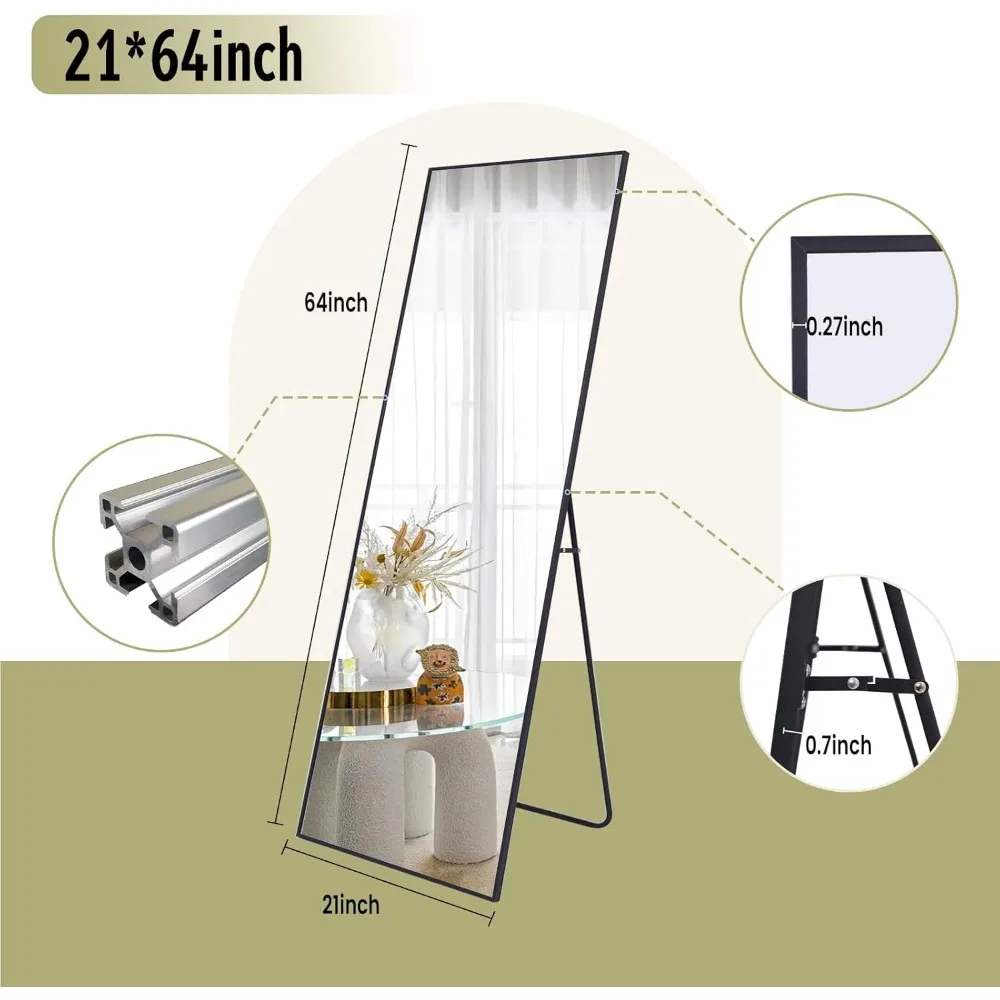 Full Length Nano Glass, Standing Rectangle Floor Mirrors Body Dressing Wall-Mounted for Living Room, Bedroom