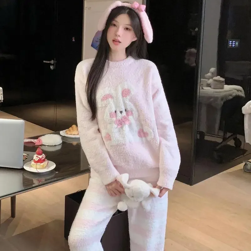 pyjama-2-pieces-en-molleton-de-corail-vetements-de-nuit-doux-lapin-mignon-pantalon-ample-col-rond-vetements-de-maison-chaud-et-doux-paresseux
