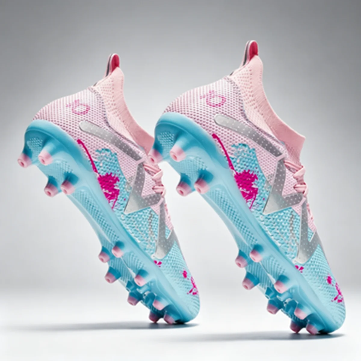 AG FG Long Studs Soccer Shoes PU Fabric Blend Upper TPU Tough Sole Strong Grip Wear Resistant for Men Women Youth Matches