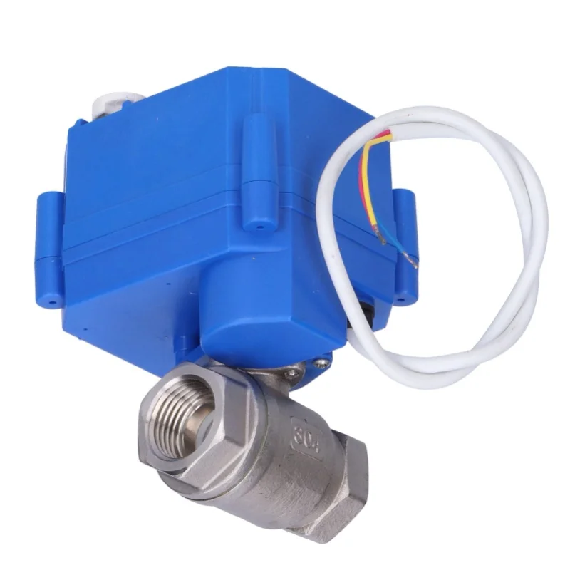 Motorized Ball Valve Stainless Steel Straight Through Mini Hydraulic Fitting DN15 DC12V