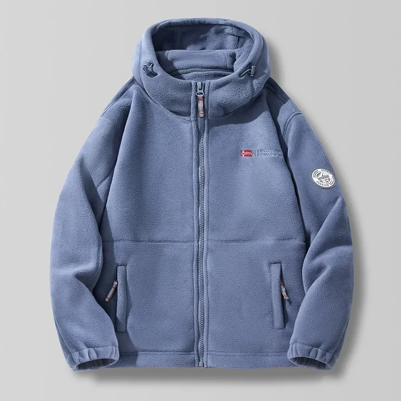 

Man Jacket Autumn Winter New Warm Thicken Fleece Cold-proof Hooded Men Coat Zipper Long Sleeve Outdoor Daily Male Outerwear