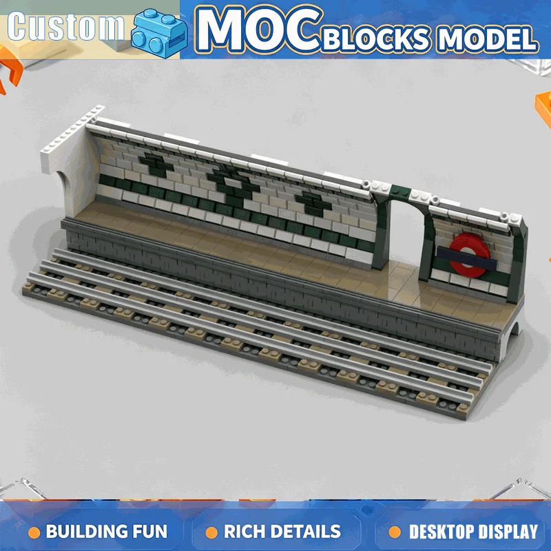 532PCS Underground Train Station Platform Building Blocks MOC Model Custom DIY Assembly Creative Educational Toy Home Decoration