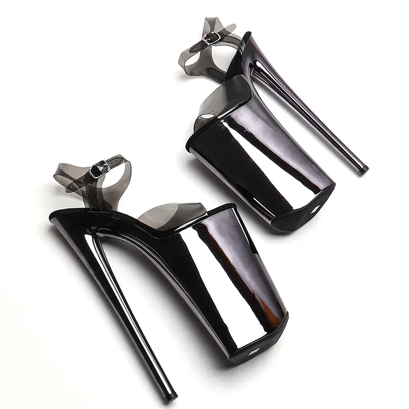 Leecabe  26CM/10inche TPU  upper  Gun color  electroplate High Heel platform sexy exotic  party sandals  Pole Dance shoes