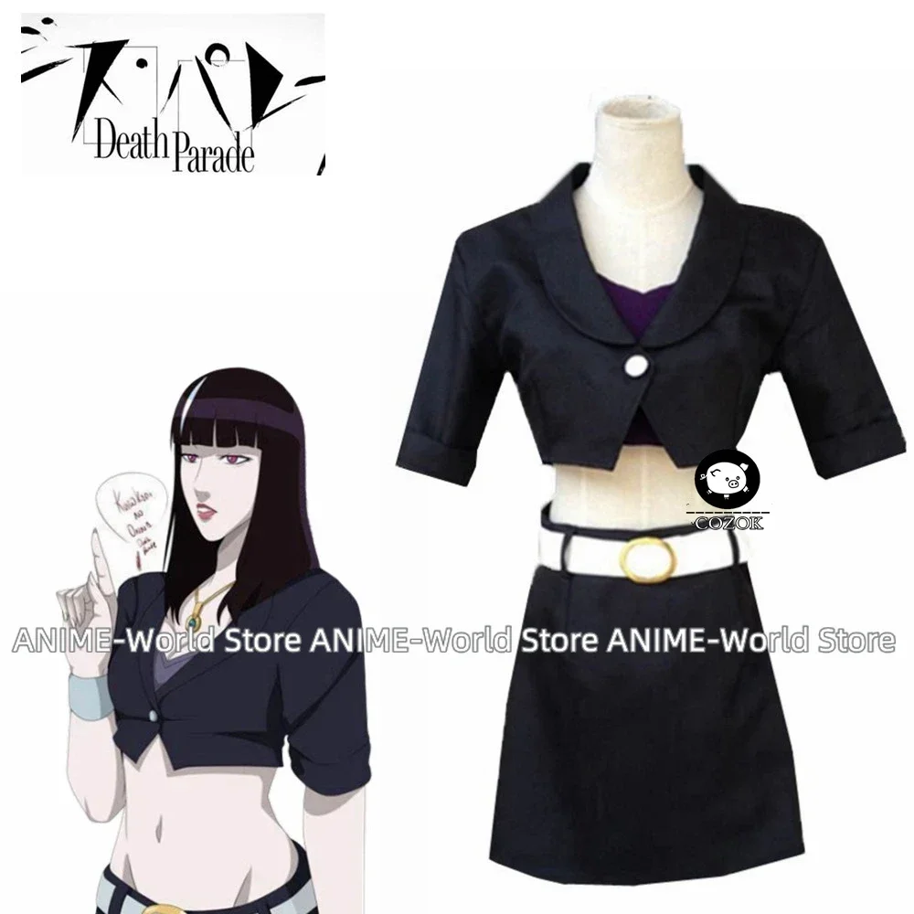 

Anime Death Parade Black Haired Woman Chiyuki Kurokami No Onna Cosplay Costume Black Uniform Full Set