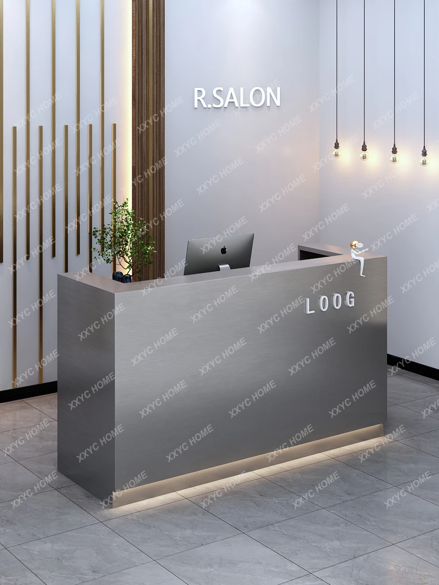 Stainless steel store small checkout page simple modern company front desk