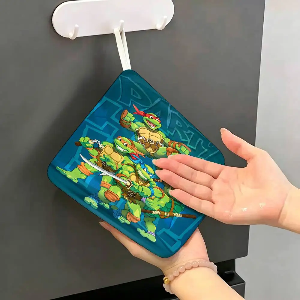 N-Ninja Turtles Polyester Cotton Hanging Kitchen Towel, Absorbent Hand Wiping Cloth for Daily Cleaning Drying