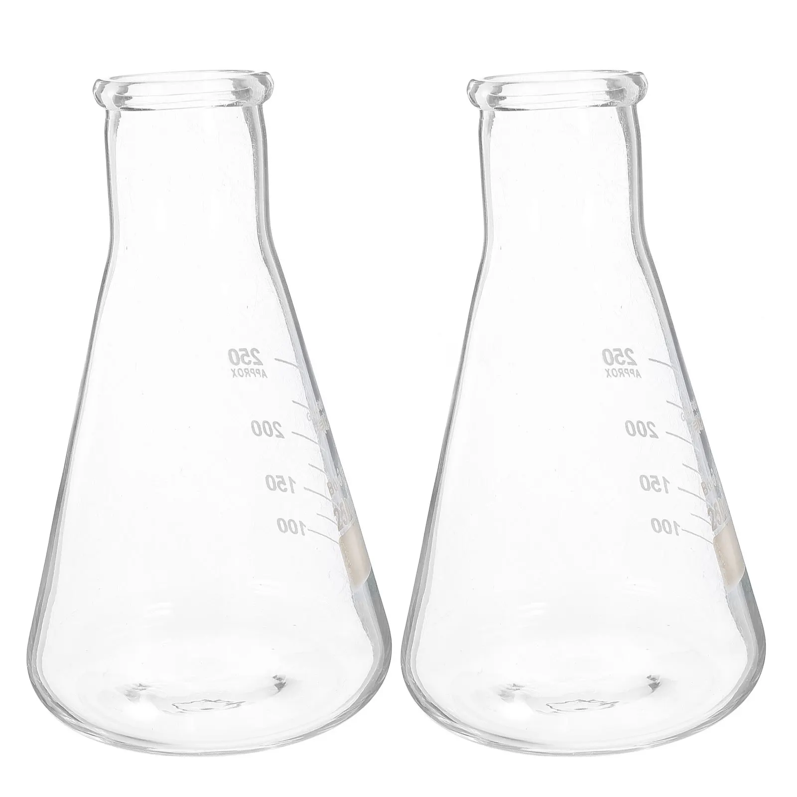 

2Pcs Thickened Erlenmeyer Glass Flasks Durable Transparent Bottles for Science Lab Experiments Practical Storage Flasks