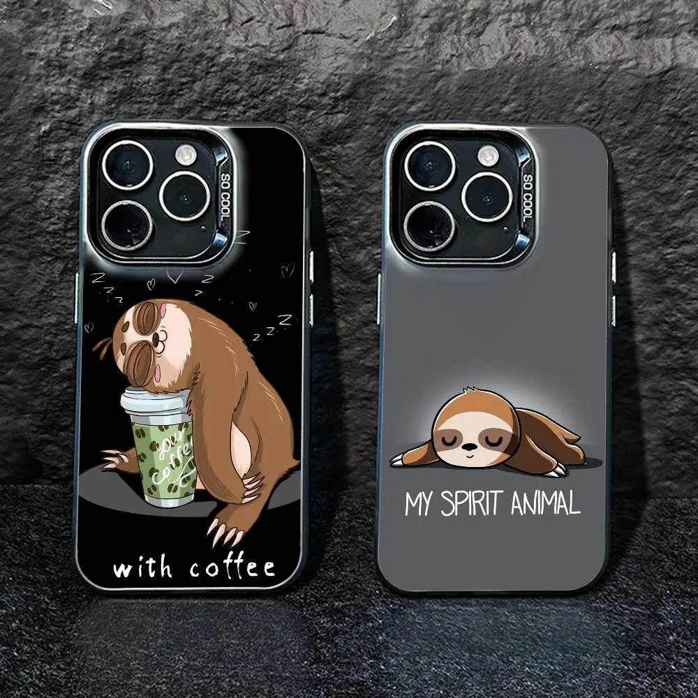 

Animal Cute Cartoon Sloth Phone Case For iPhone 17,16,15,14,13,12,Pro MAX Black Matte Shockproof Cover