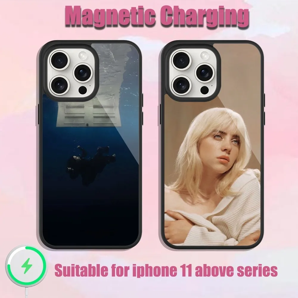 

B-Billie Singer HIT ME HARD AND SOFT Phone Case For iPhone 13 15 11 12 14 Plus Pro Max Glass Charging Magsafe Magnetic Cover