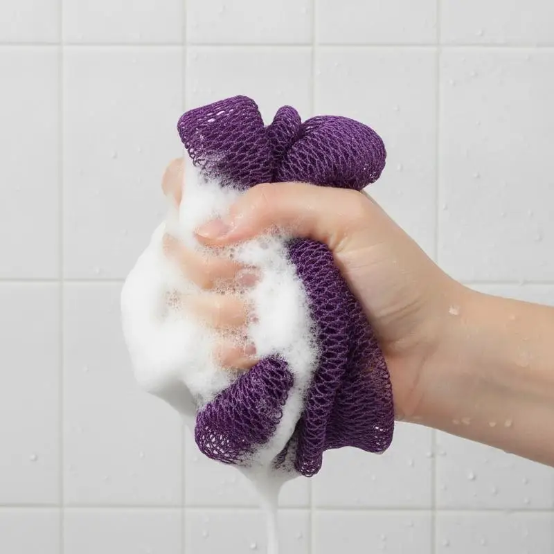 African Exfoliating Net Bath Sponge Quick Drying Shower Puff Stretchable for Full  Cleaning Travel Home Use view 2