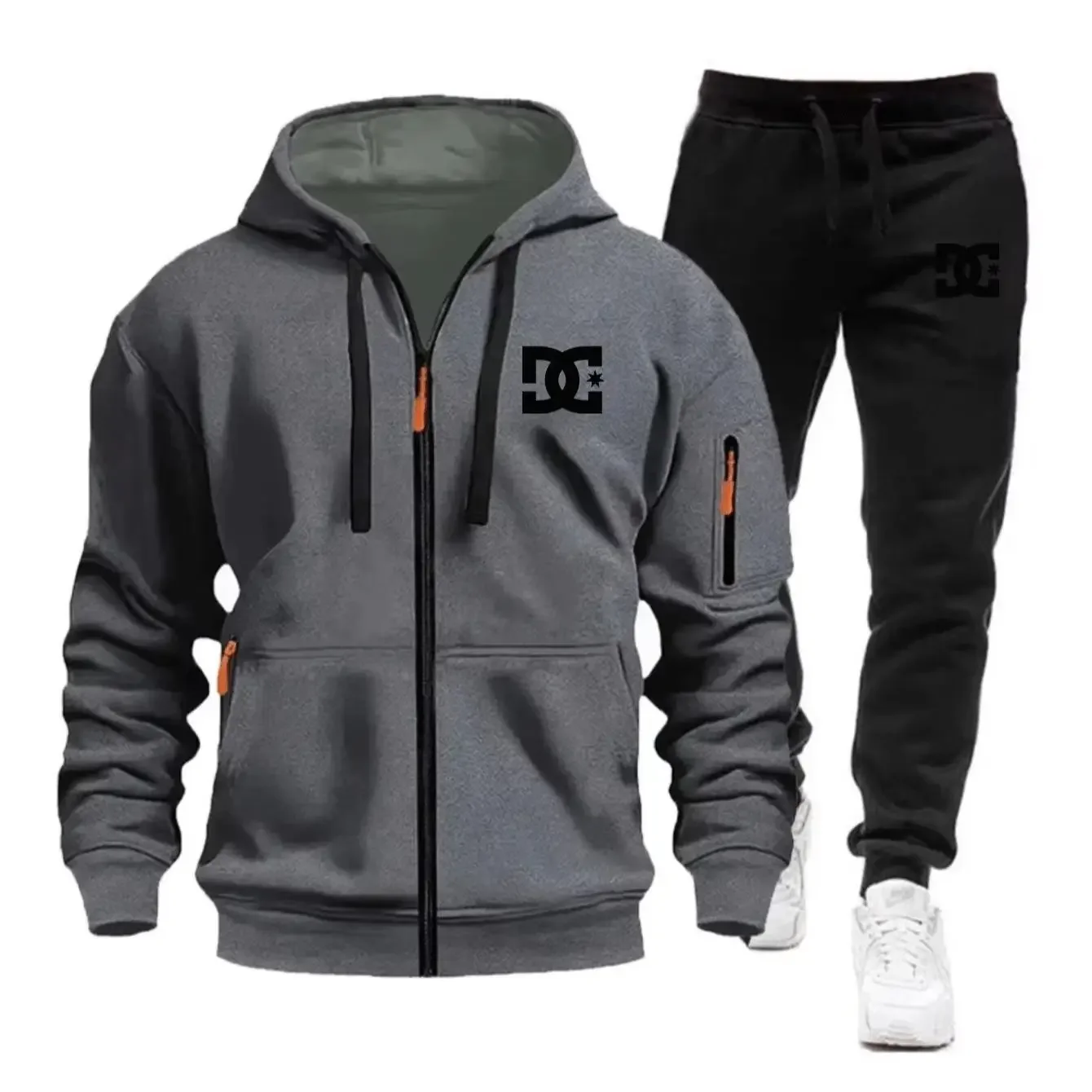Two Sets of Men's Sportswear for Autumn/Winter 2026 Including a Sweatshirt and Two Sets of Fitness Jogging Pants with Wool Caps - view 3