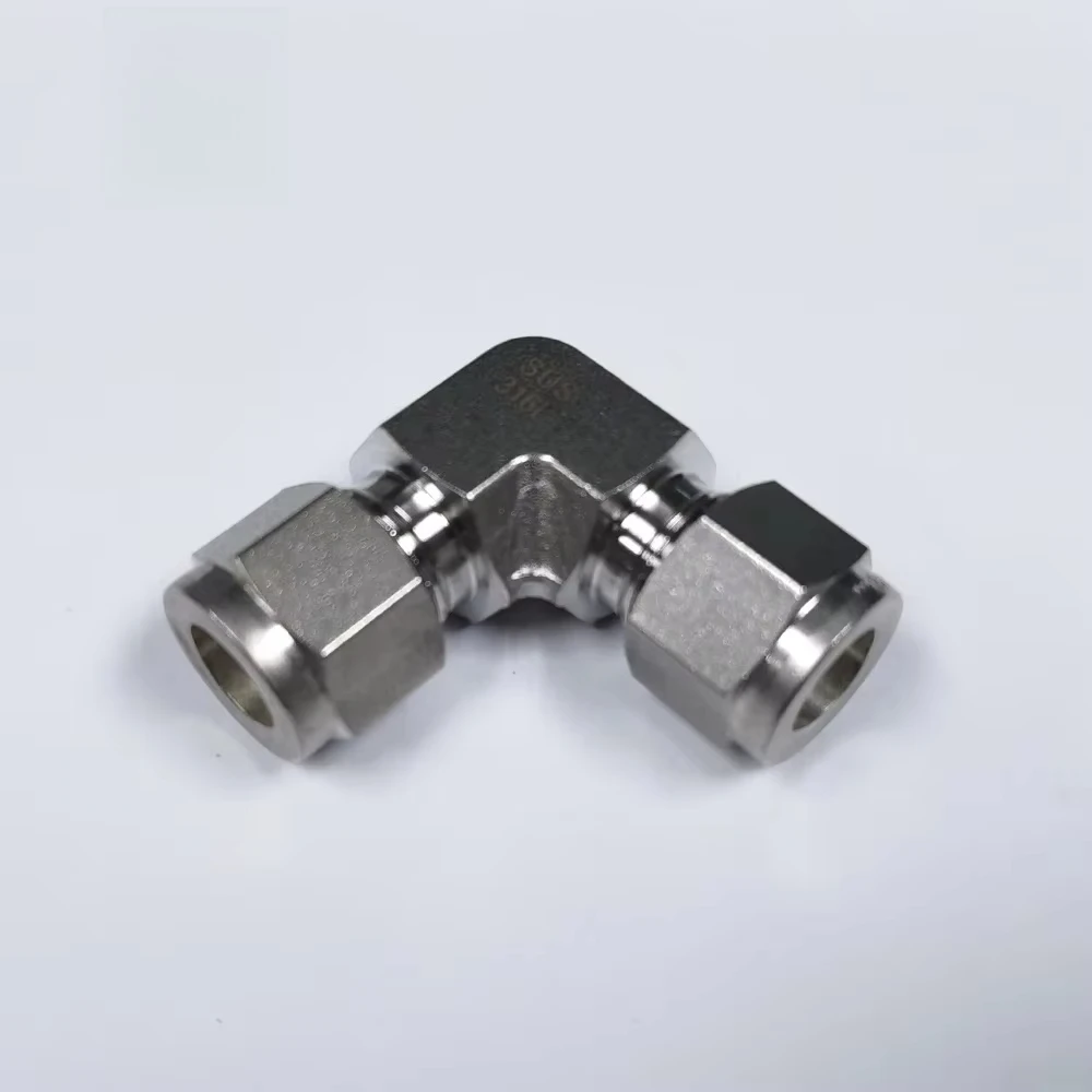 Double Ferrule OD Union Elbow Compress Pipe Fitting 1/8