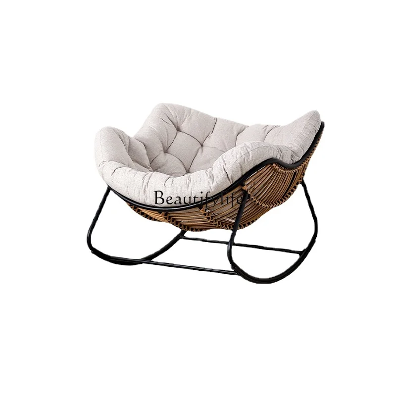 

Leisure Rattan Rocking Chair Rattan Lazy Nap Nordic Balcony Home Recliner