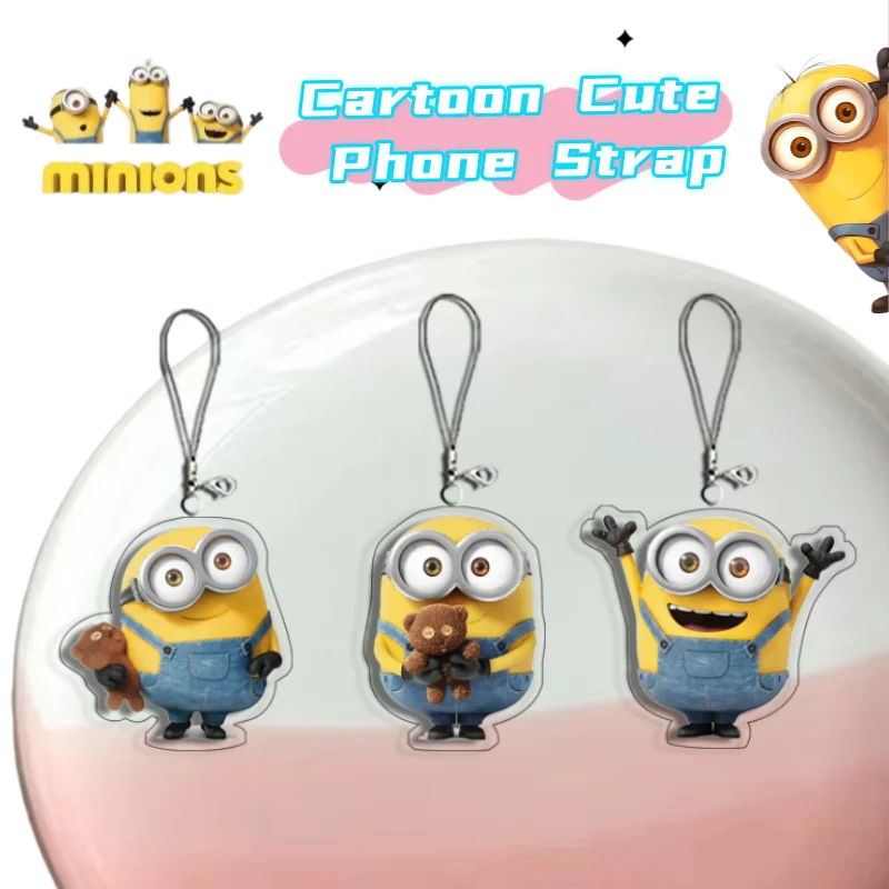 Novos Minions do filme Gru - O Maldisposto, alça criativa personalizada para celular, pingente decorativo de alto valor para mochila escolar e estojo.