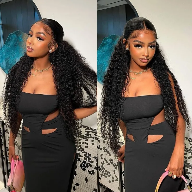 مجعد HD 13x6 فضفاض موجة عميقة 250% 42 بوصة الدانتيل الجبهة خصلات الشعر المستعار الإنسان شفافة 13x4 الدانتيل الباروكة الأمامية 5x5 البورمية شعر ريمي #2