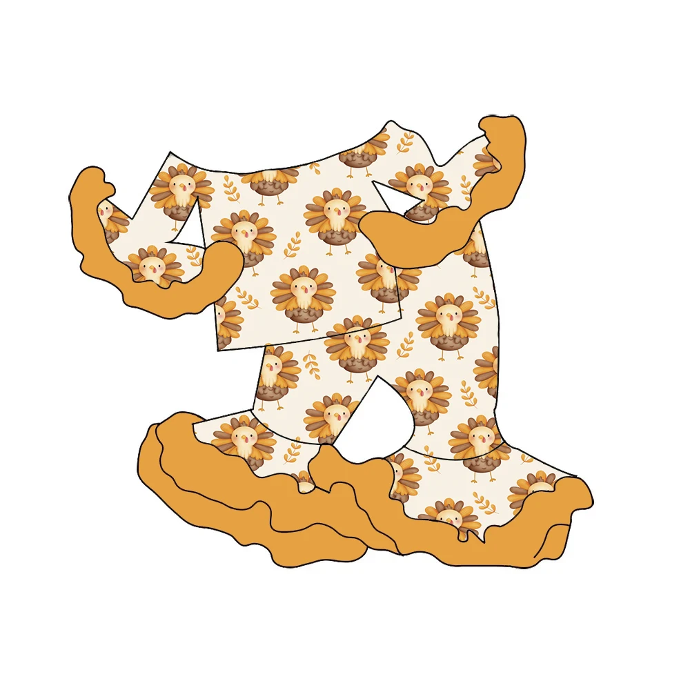 تصميم جديد للفتيات ملابس عيد الميلاد والهالوين بالجملة ملابس أطفال خريفية من حرير الحليب بأكمام طويلة طقم مكون من قطعتين