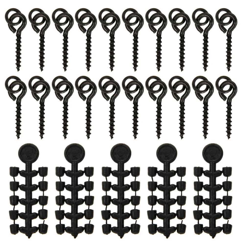 

Fishing Bait Screws 20pcs Boilies Bait 50pcs Accessories Black Terminal Tackle Carp Stopper Hook Stops Beads Part